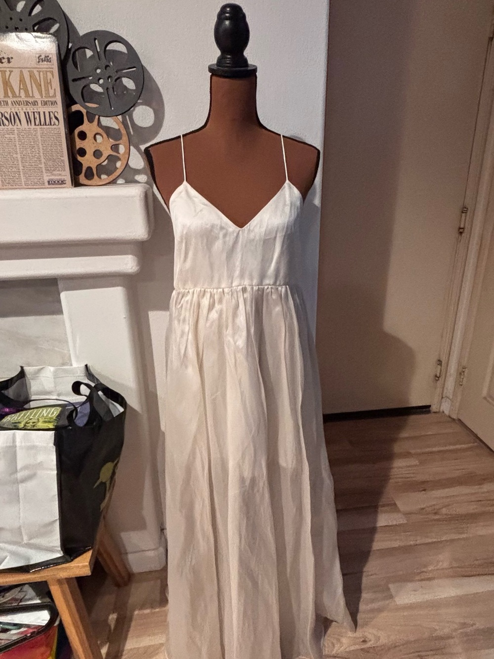 TALULAH Ivory Spaghetti-Strap Maxi Dress- Could be a wedding or punk dress!